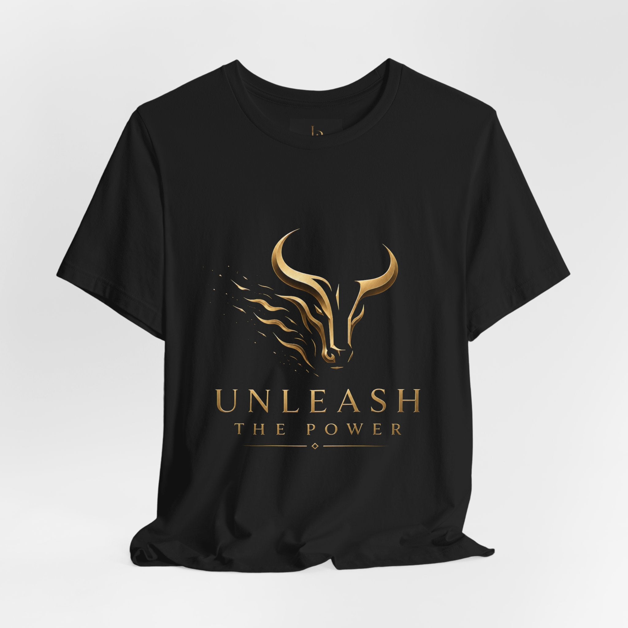 Unleash The Power Tee — Gold Bull Logo Motivational T-Shirt