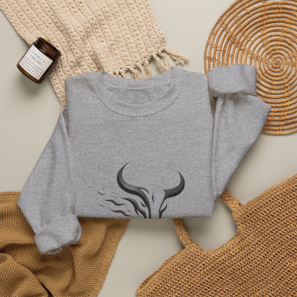 Unleash The Power Bull Crewneck Sweatshirt — Motivational Minimalist Graphic