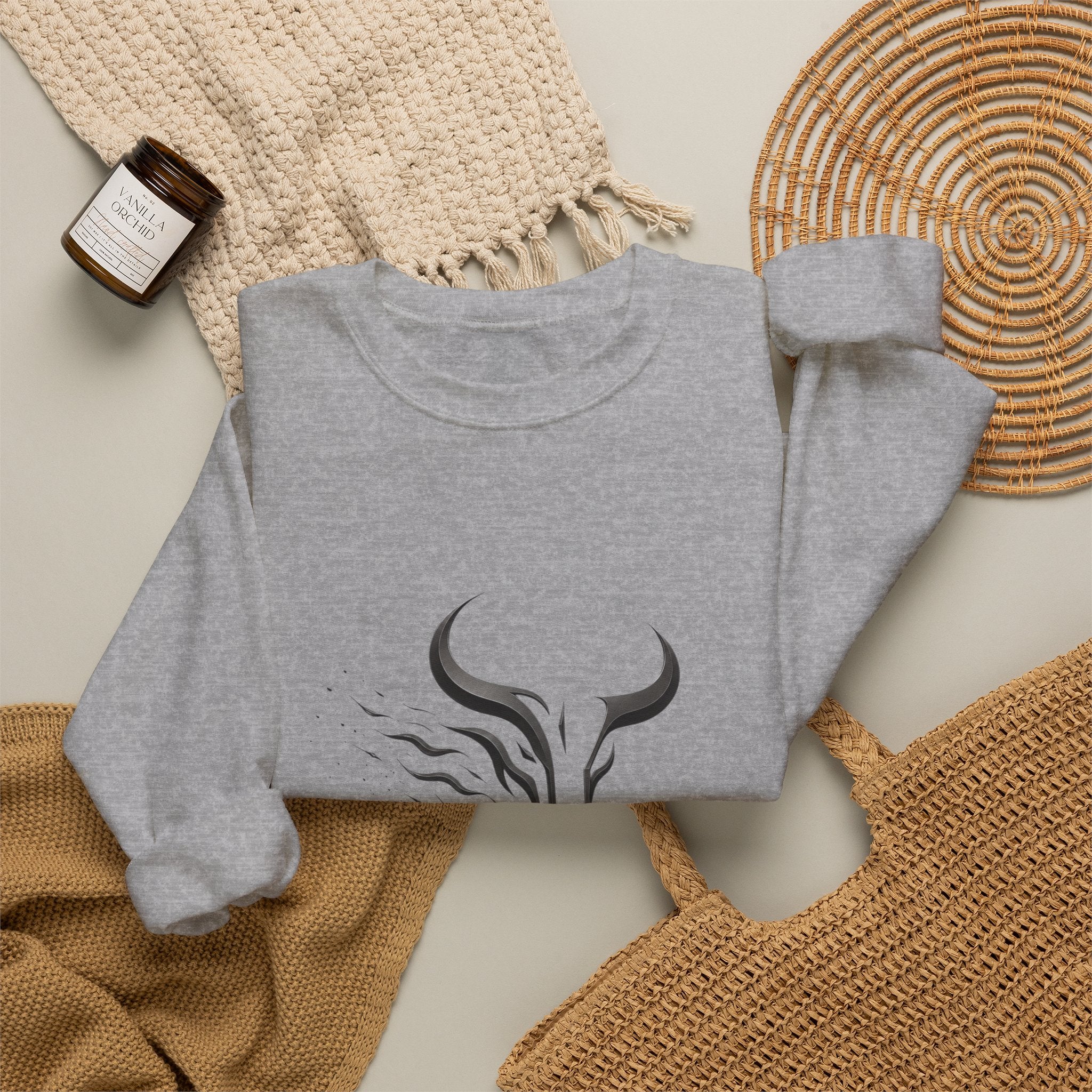 Unleash The Power Bull Crewneck Sweatshirt — Motivational Minimalist Graphic