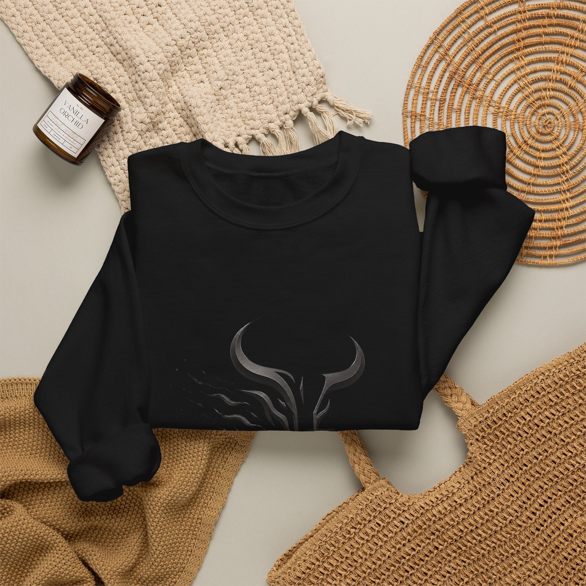 Unleash The Power Bull Crewneck Sweatshirt — Motivational Minimalist Graphic