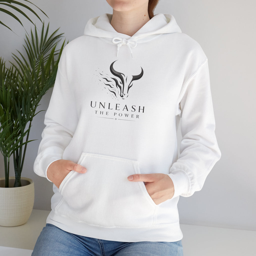 Unleash the Power - Silver Bull Logo Hoodie — Motivational Athletic Pullover