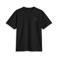 Minimal Black Logo Lucispex T‑Shirt — Small Gold LB Chest Print