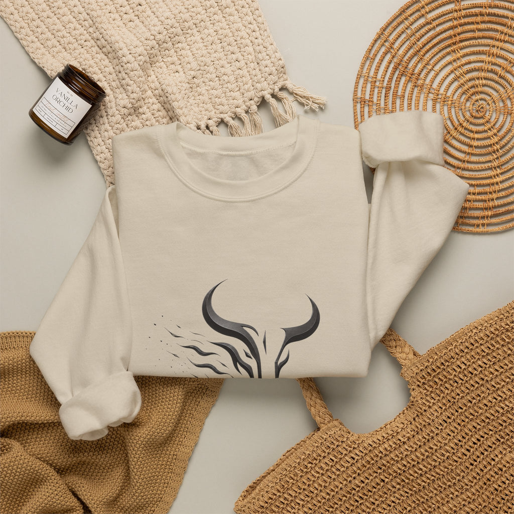 Unleash The Power Bull Crewneck Sweatshirt — Motivational Minimalist Graphic