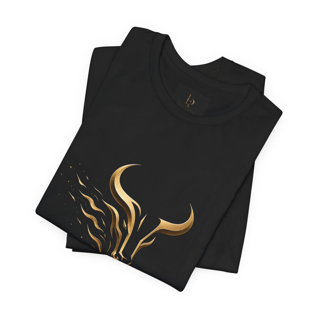 Unleash The Power Tee — Gold Bull Logo Motivational T-Shirt