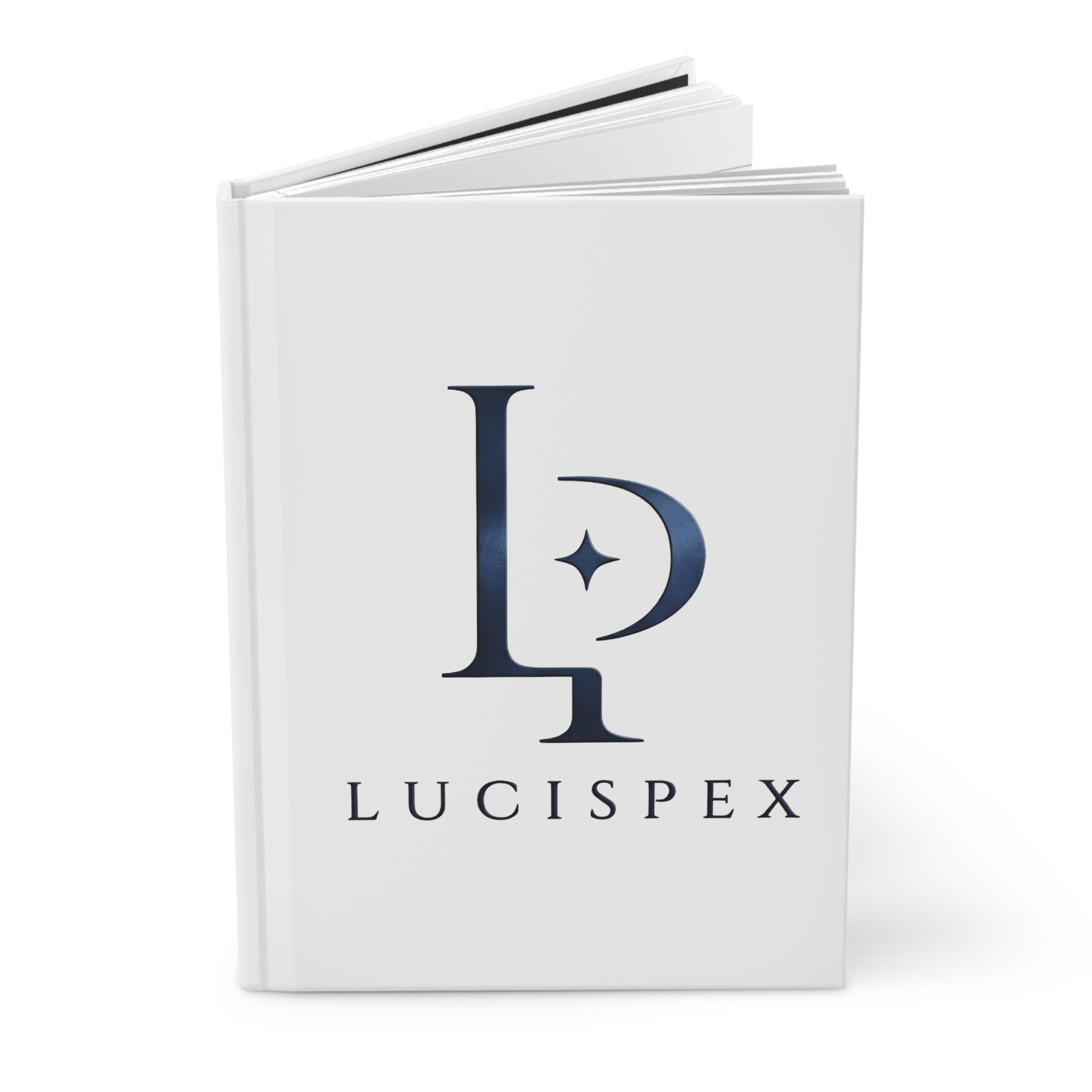 Lucispex Blue Logo Hardcover Journal — Elegant Monogram Notebook for Notes & Planning