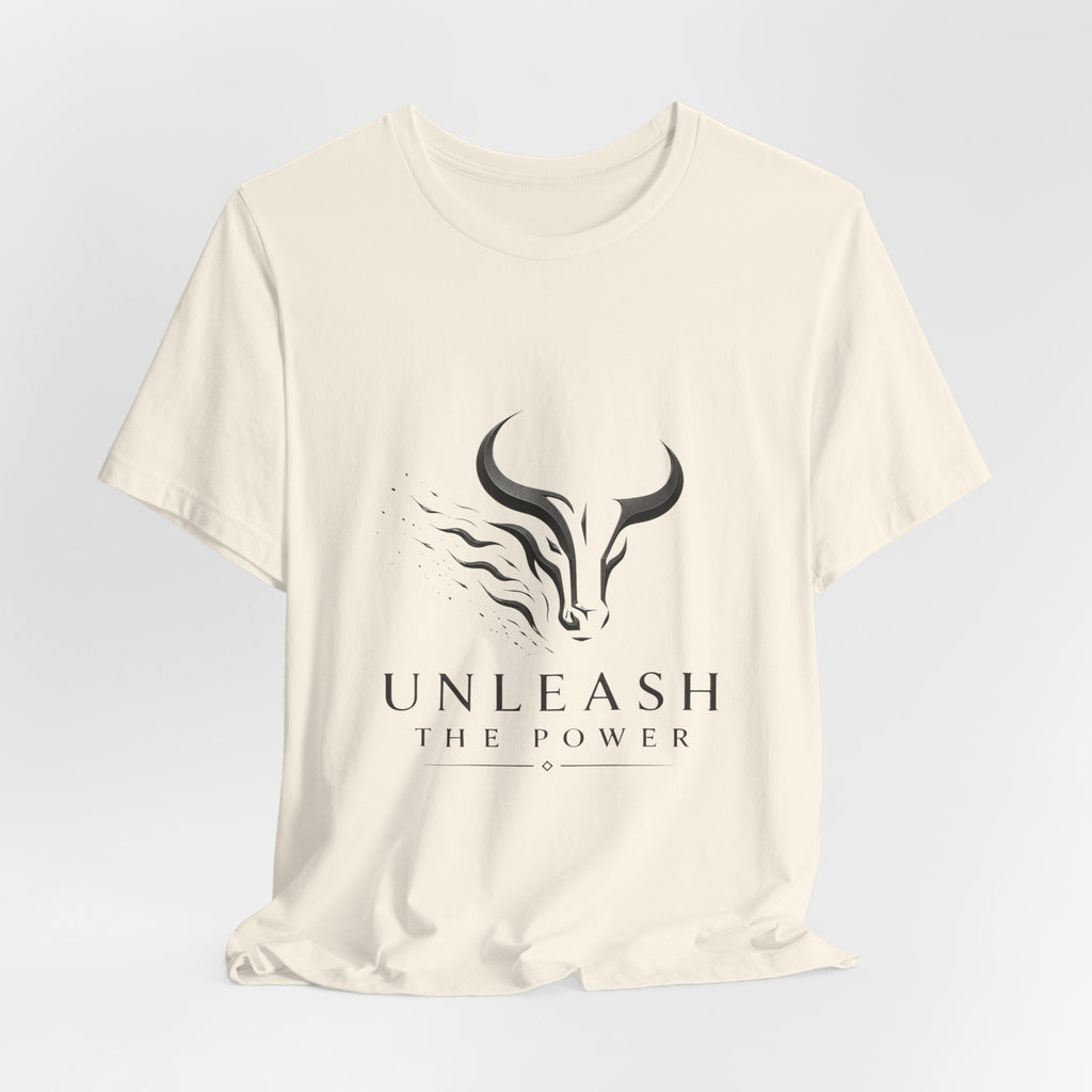 Unleash The Power Tee — Minimal Bull Logo Motivational T-Shirt