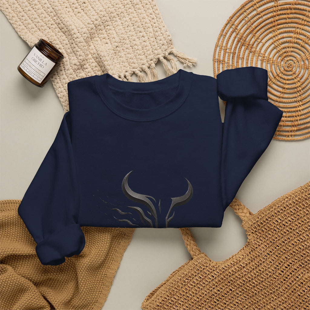 Unleash The Power Bull Crewneck Sweatshirt — Motivational Minimalist Graphic