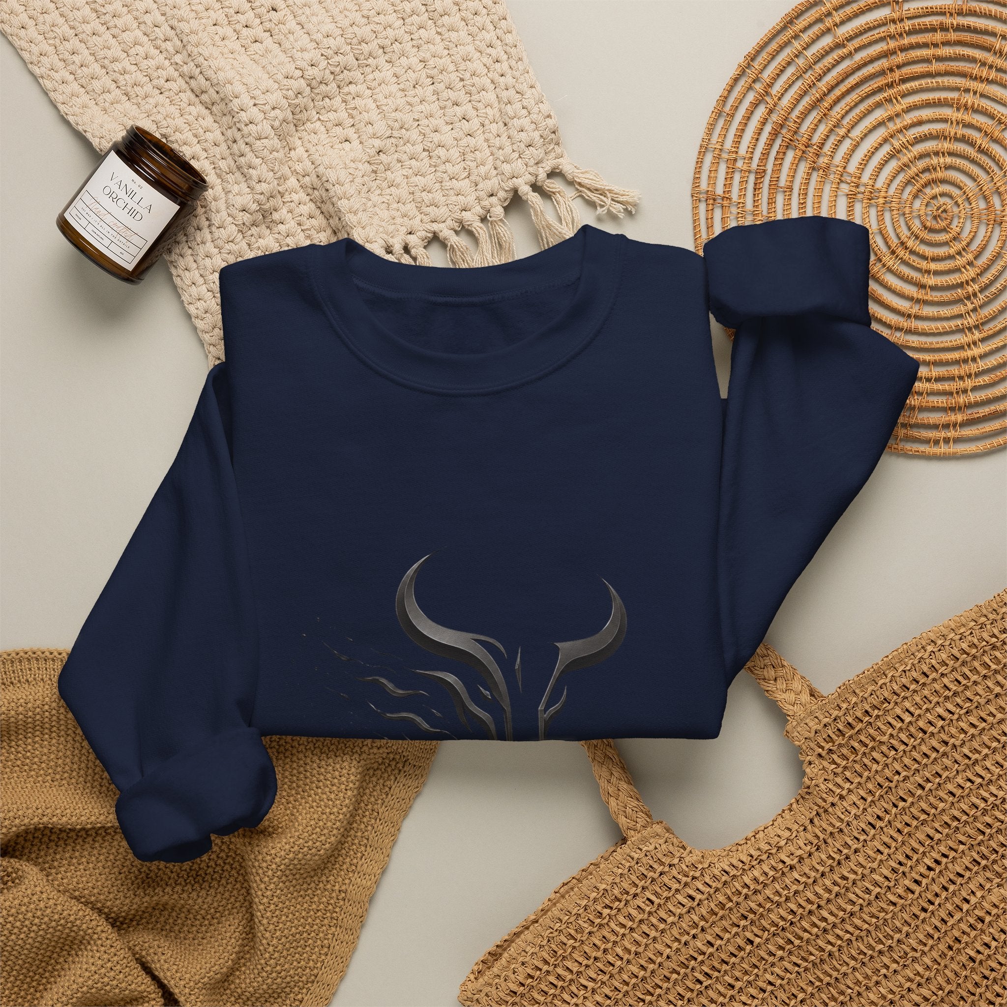 Unleash The Power Bull Crewneck Sweatshirt — Motivational Minimalist Graphic