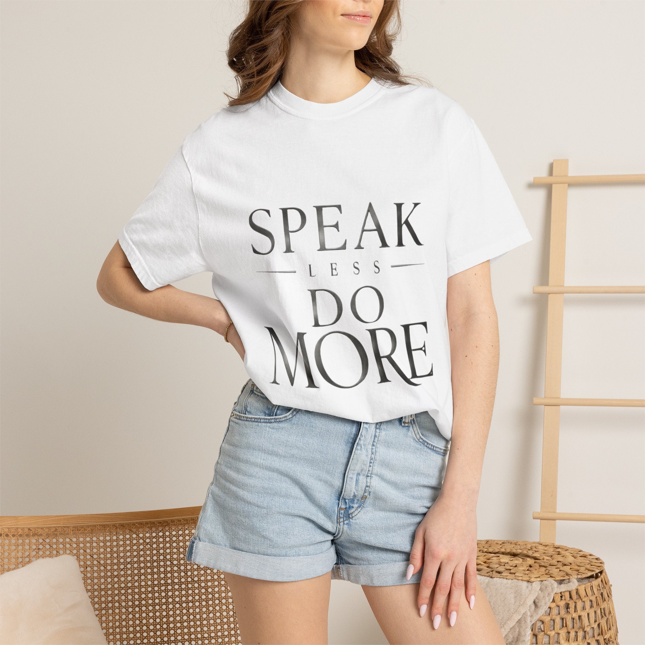 Speak Less Do More - Silver T-Shirt — Minimal Motivational Graphic Tee