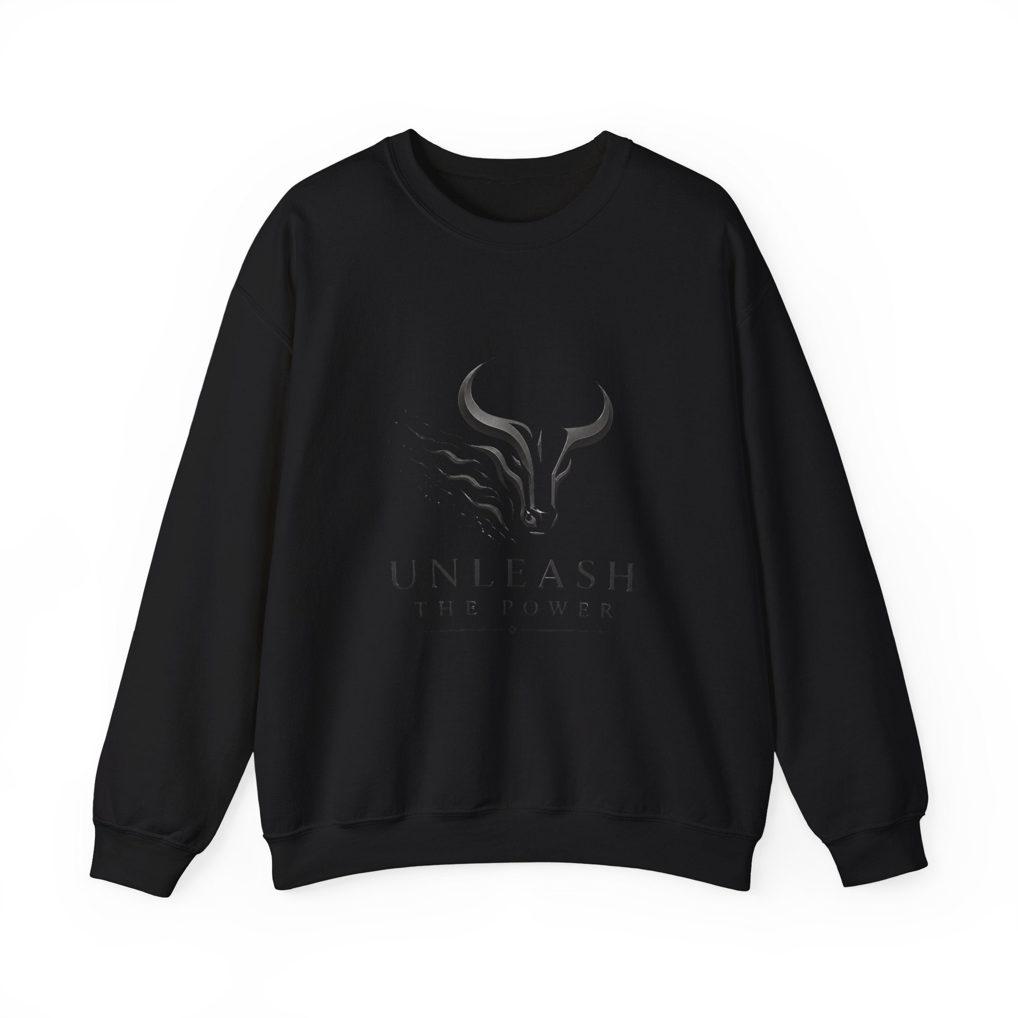 Unleash The Power Bull Crewneck Sweatshirt — Motivational Minimalist Graphic