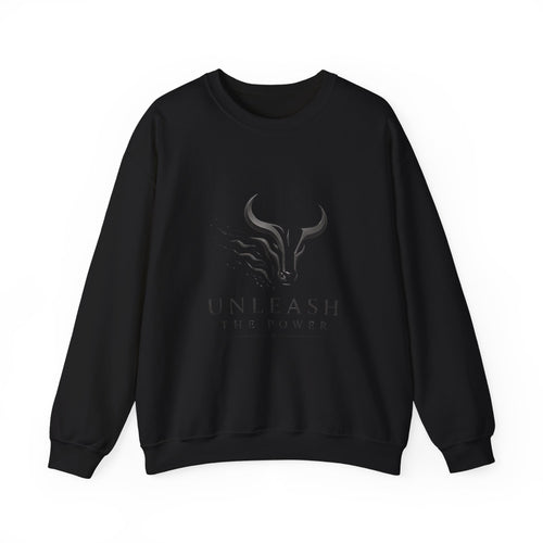 Unleash The Power Bull Crewneck Sweatshirt — Motivational Minimalist Graphic