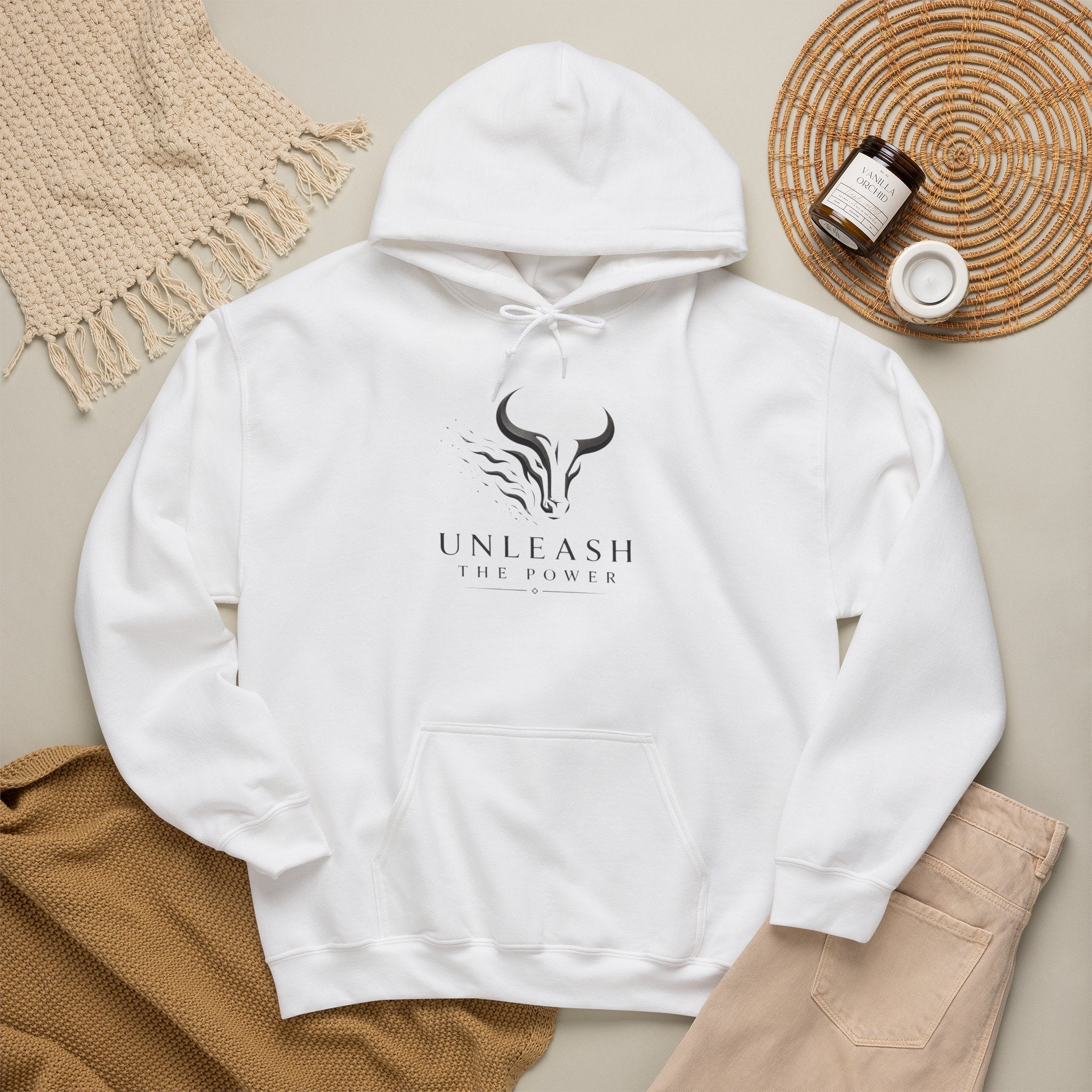 Unleash the Power - Silver Bull Logo Hoodie — Motivational Athletic Pullover