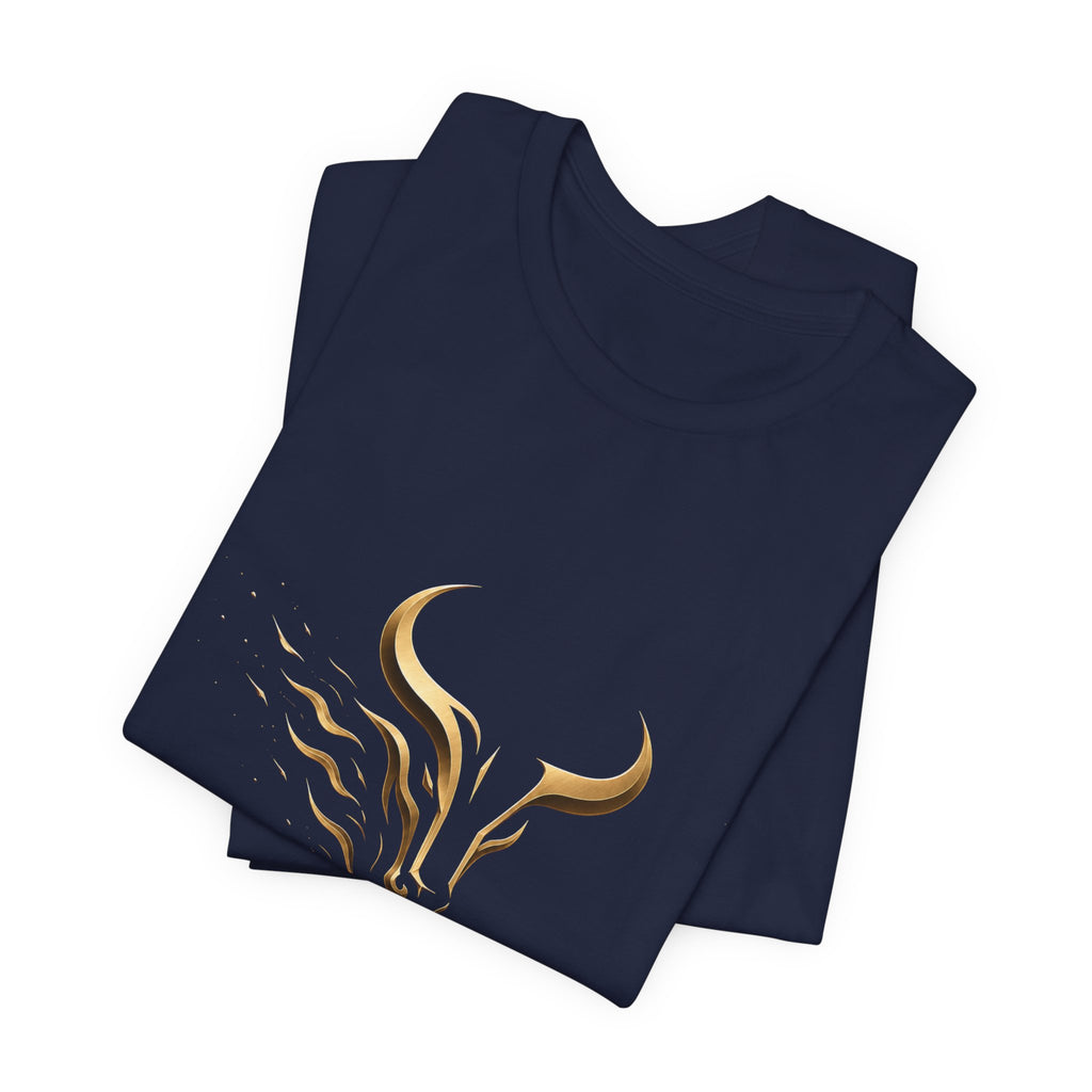 Unleash The Power Tee — Gold Bull Logo Motivational T-Shirt