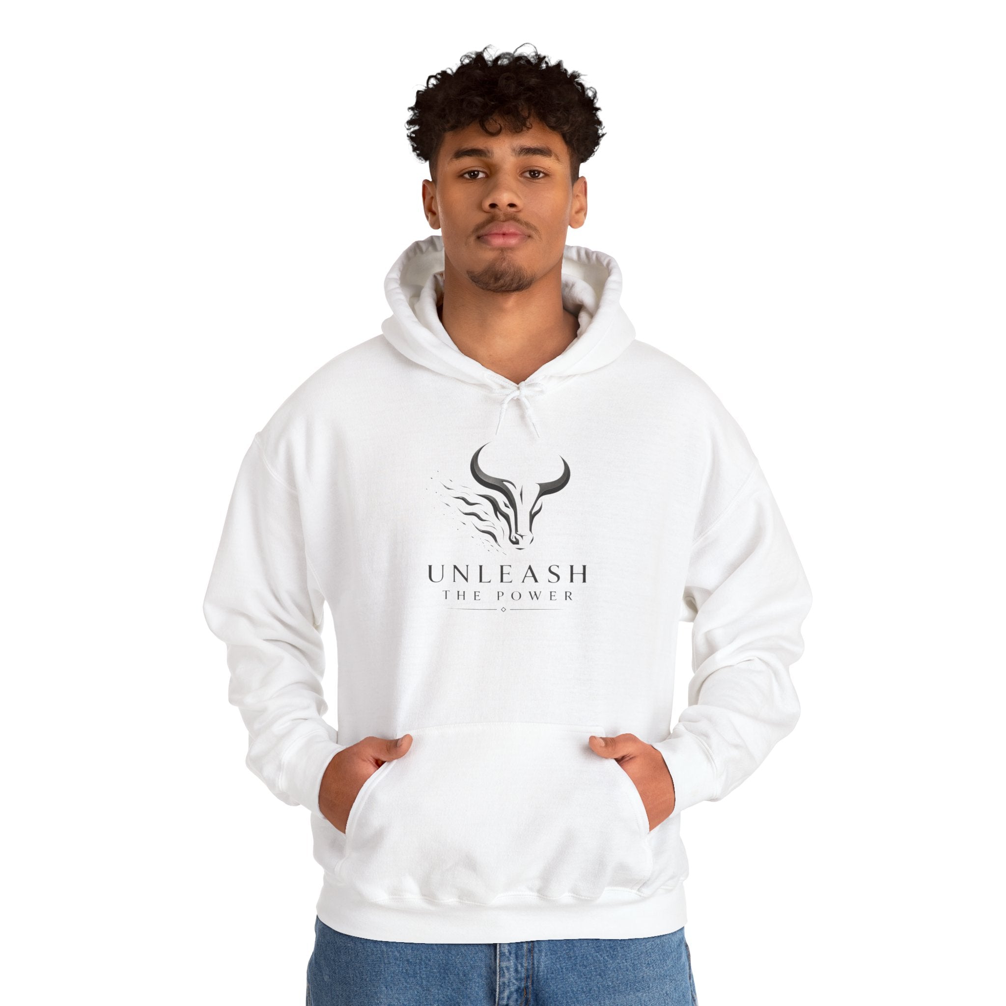Unleash the Power - Silver Bull Logo Hoodie — Motivational Athletic Pullover