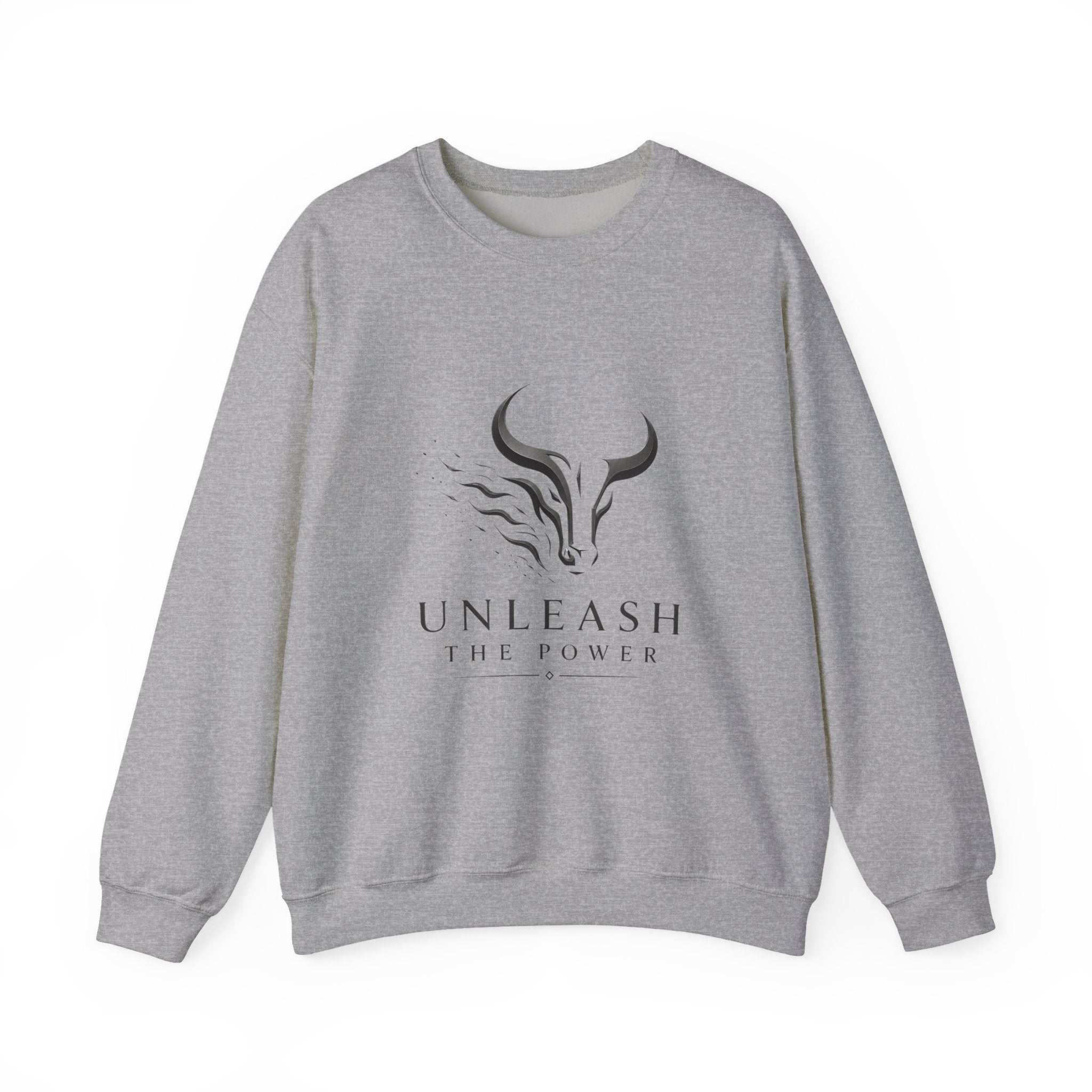 Unleash The Power Bull Crewneck Sweatshirt — Motivational Minimalist Graphic