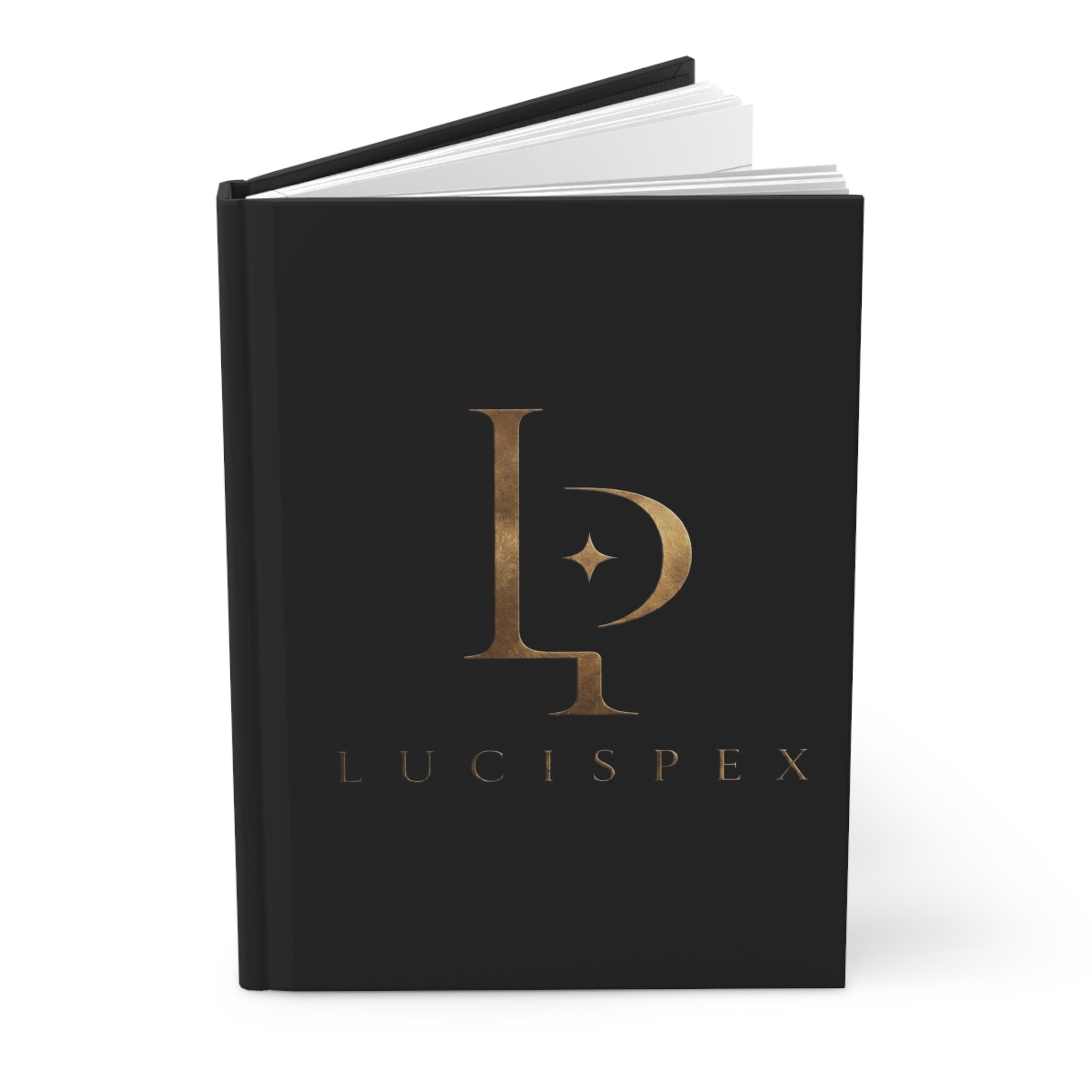 Lucispex Gold Logo Hardcover Journal — Elegant Matte Notebook for Notes & Planning