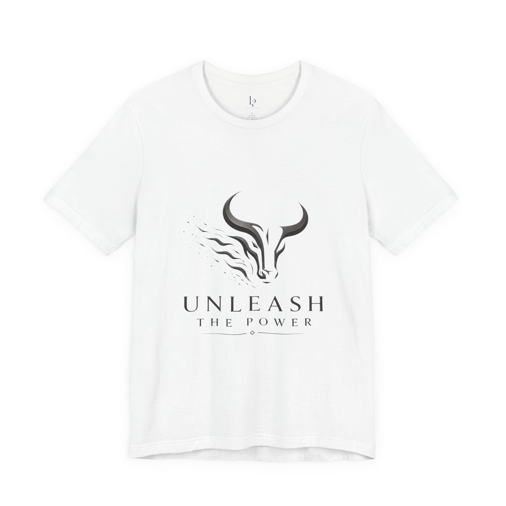 Unleash The Power Tee — Minimal Bull Logo Motivational T-Shirt