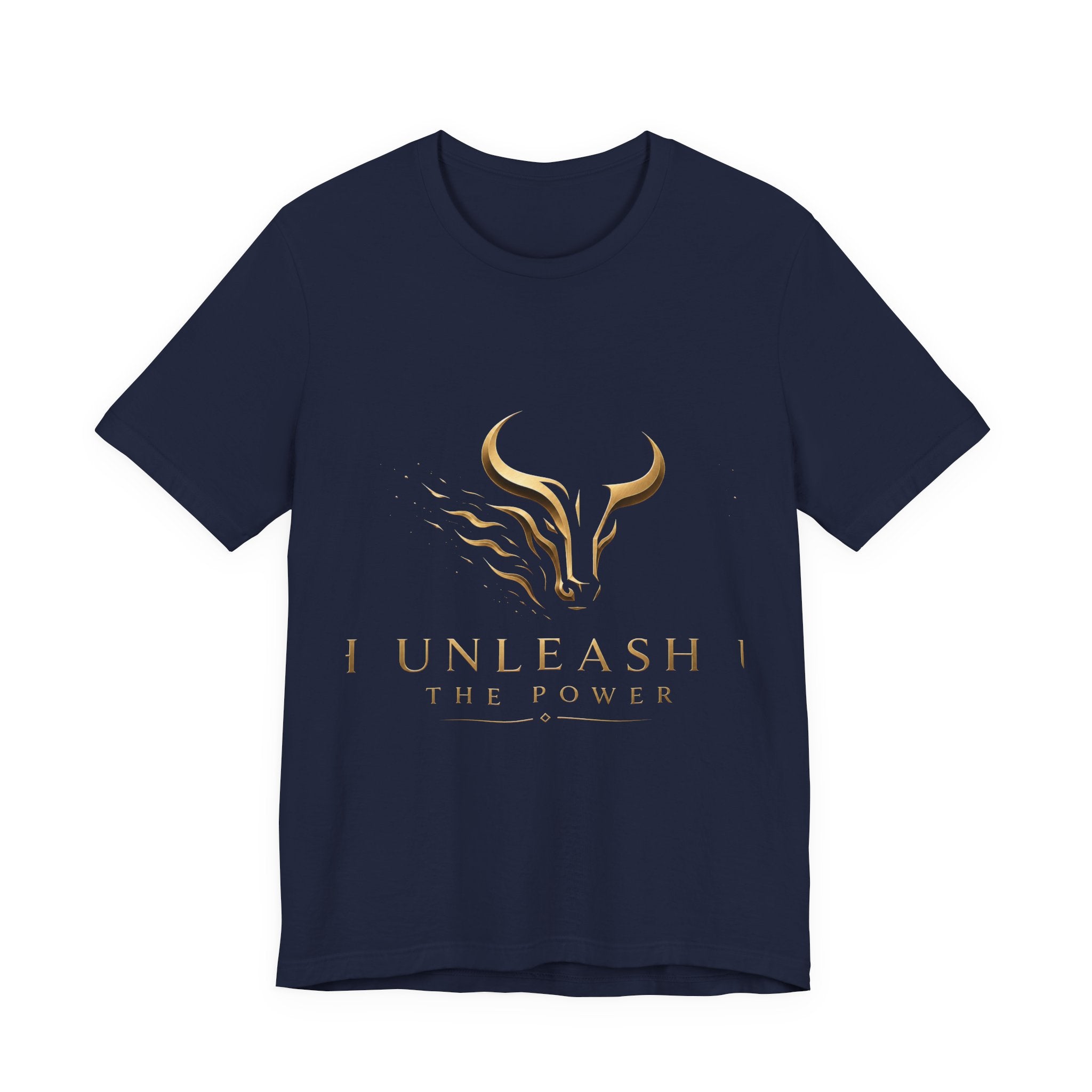 Unleash The Power Tee — Gold Bull Logo Motivational T-Shirt