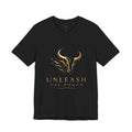 Unleash The Power Tee — Gold Bull Logo Motivational T-Shirt