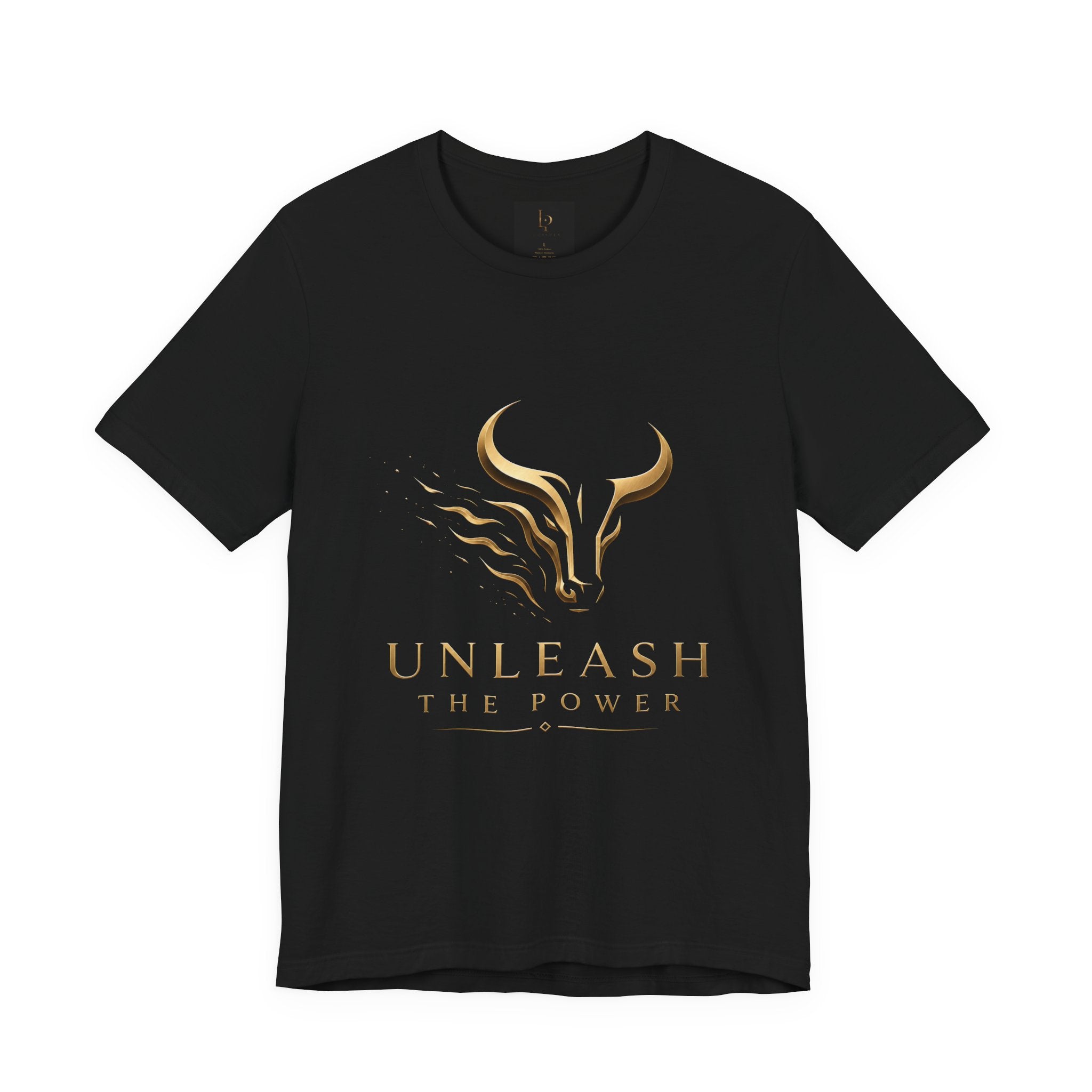 Unleash The Power Tee — Gold Bull Logo Motivational T-Shirt
