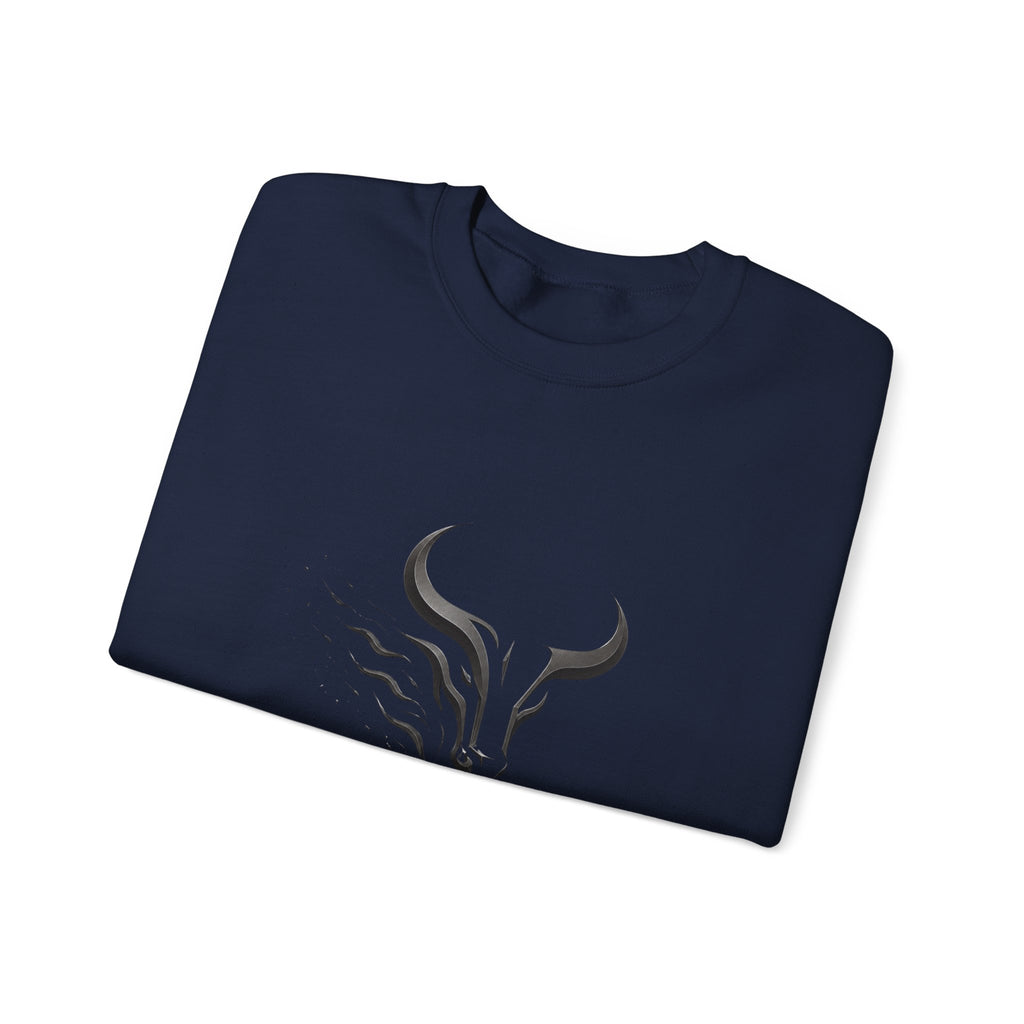 Unleash The Power Bull Crewneck Sweatshirt — Motivational Minimalist Graphic