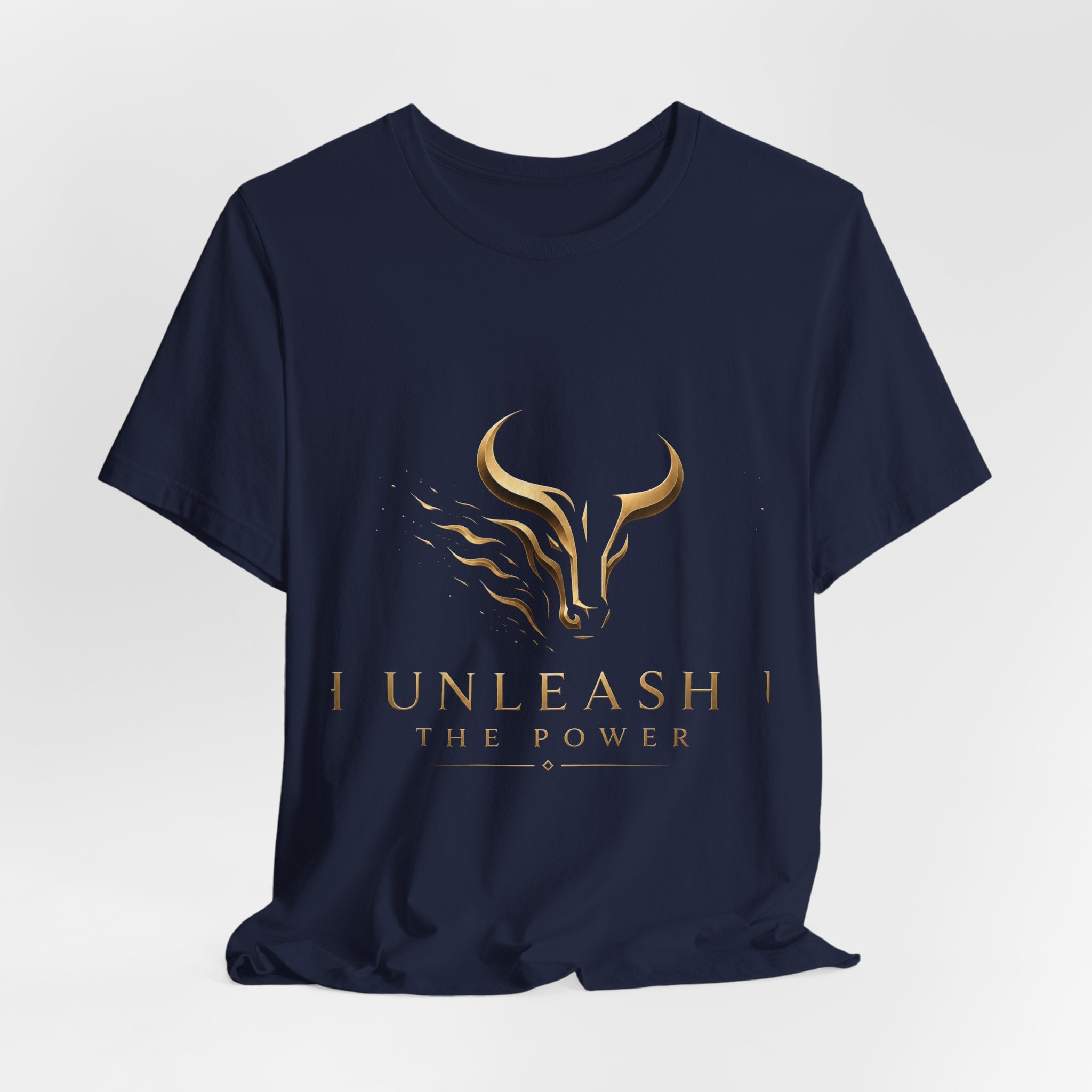Unleash The Power Tee — Gold Bull Logo Motivational T-Shirt