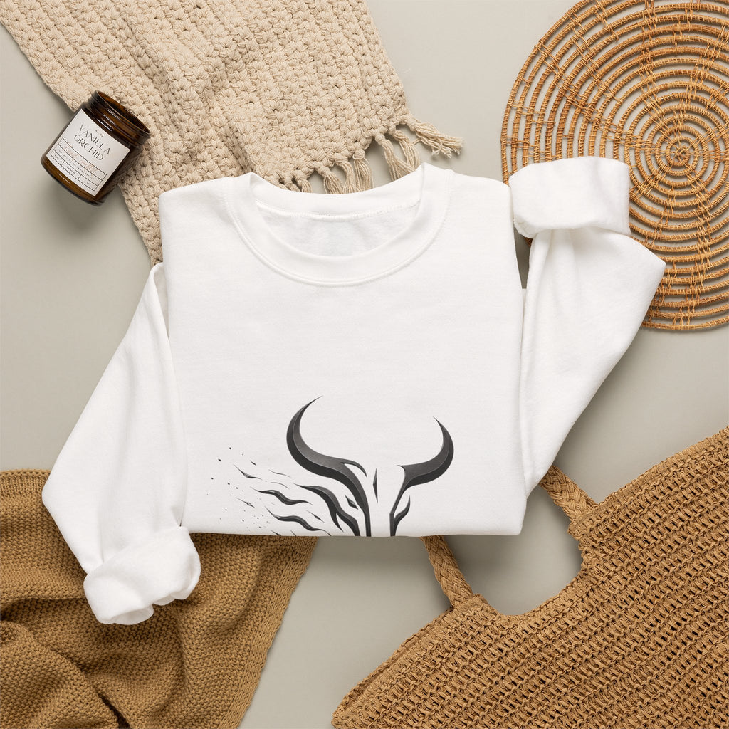 Unleash The Power Bull Crewneck Sweatshirt — Motivational Minimalist Graphic