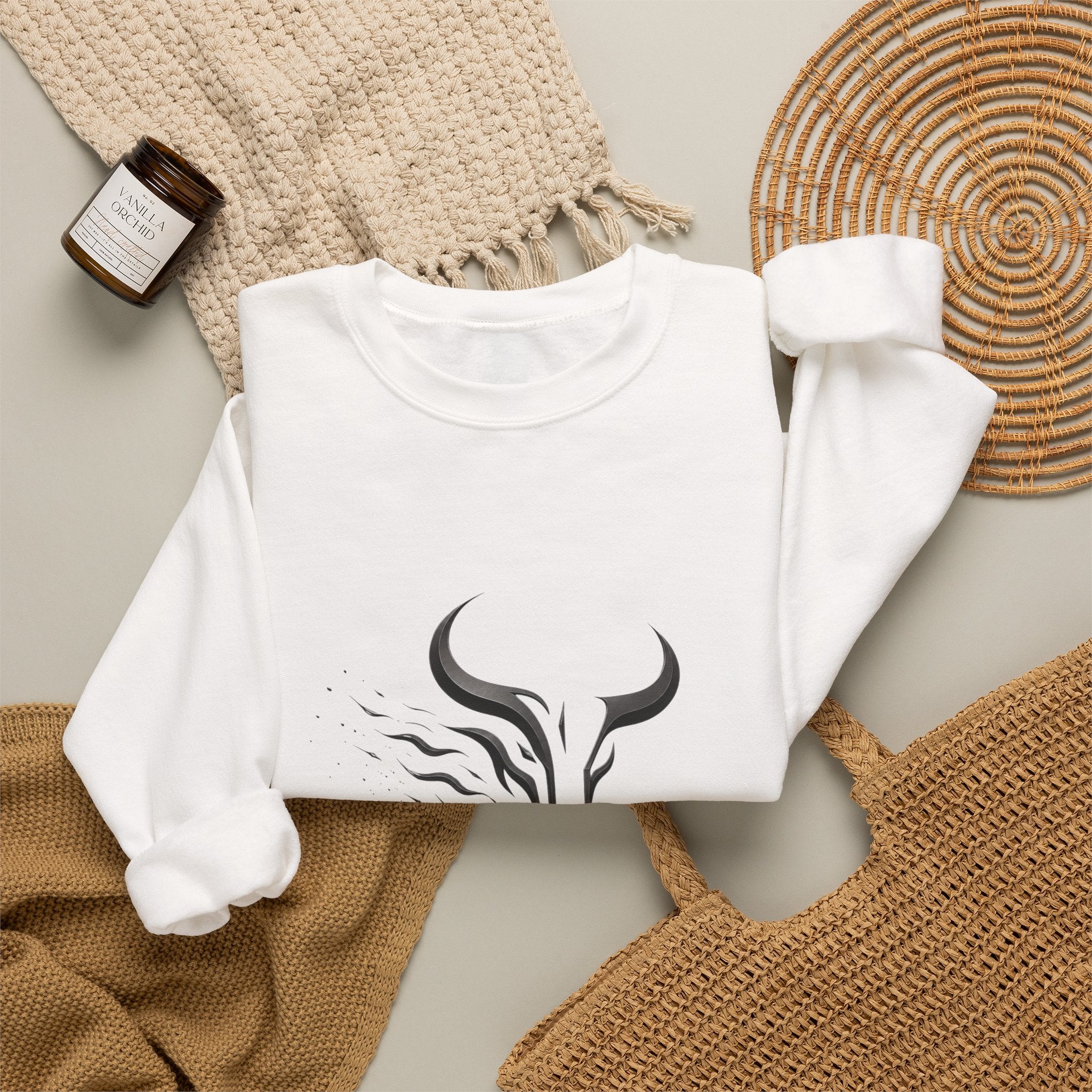 Unleash The Power Bull Crewneck Sweatshirt — Motivational Minimalist Graphic