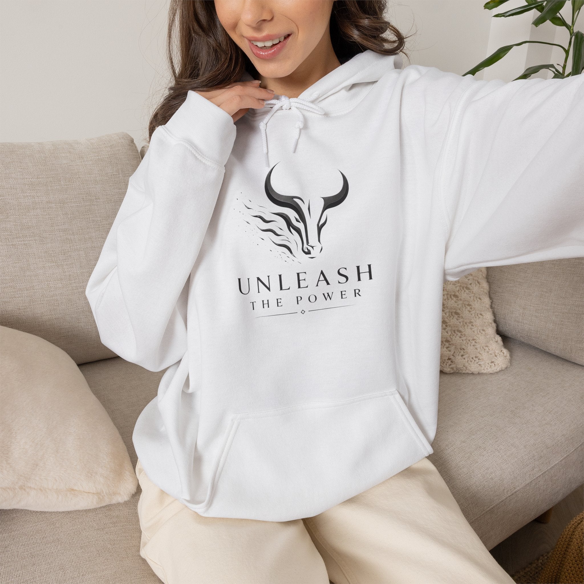 Unleash the Power - Silver Bull Logo Hoodie — Motivational Athletic Pullover