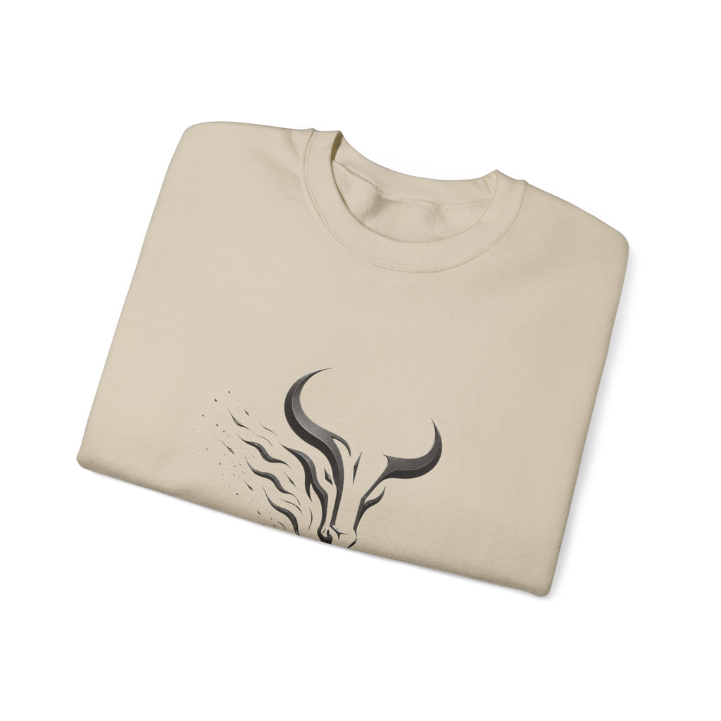 Unleash The Power Bull Crewneck Sweatshirt — Motivational Minimalist Graphic